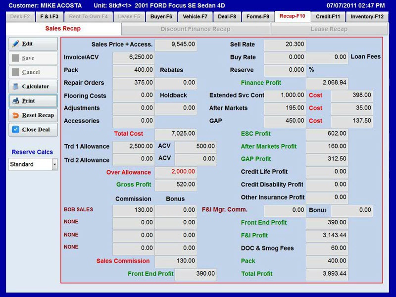 F & I Example Screens Dealership Software Solutions Automotive Car Dealer Software Finance